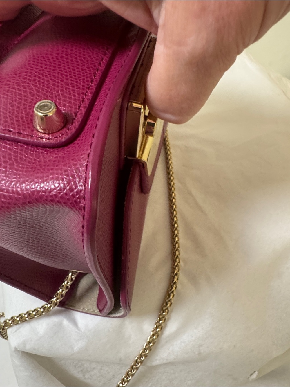 Furla Metropolis Berry Leather and chain Crossbody with Gold Hardware - Picture 5 of 15